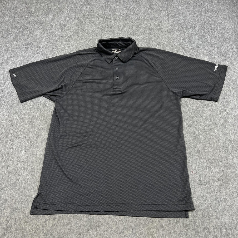 Straight Down Polo Shirt‎ Mens Large Gray Tigers Golf Performance Stretch Casual